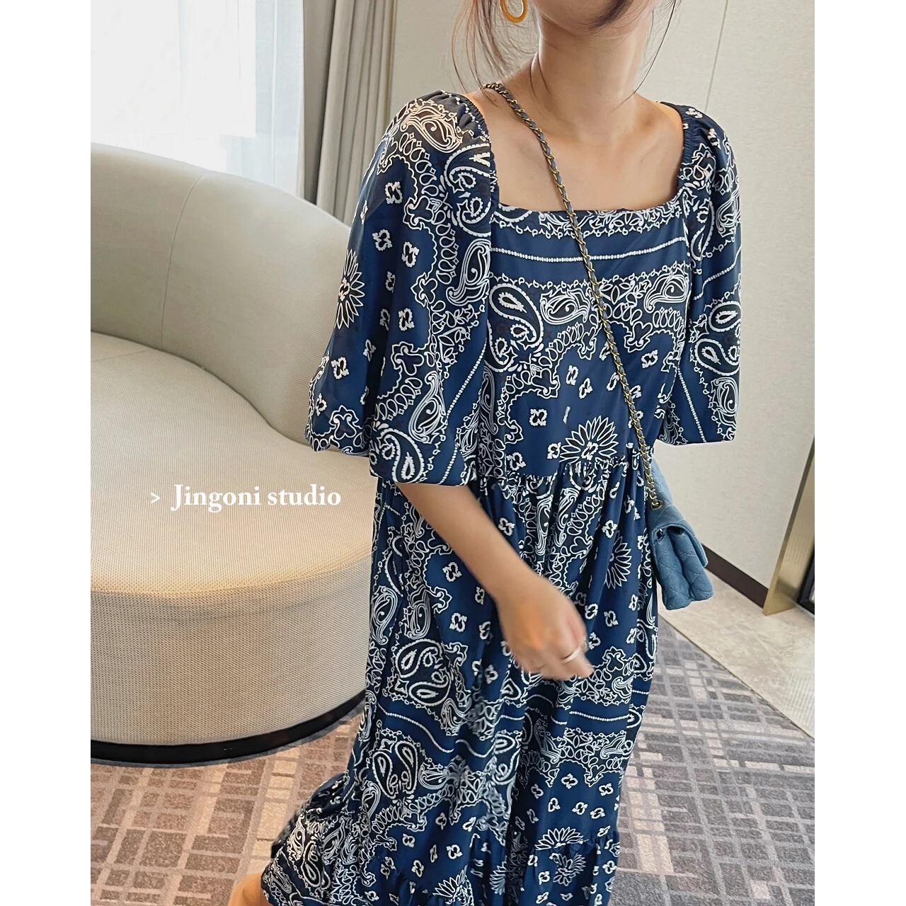 Woman 2023 Dress Short Sleeve Elegant Vintage Summer Y2k Clothing Korean Trendy Boho Long Ruffle Floral Beach Robe Blouse Loose