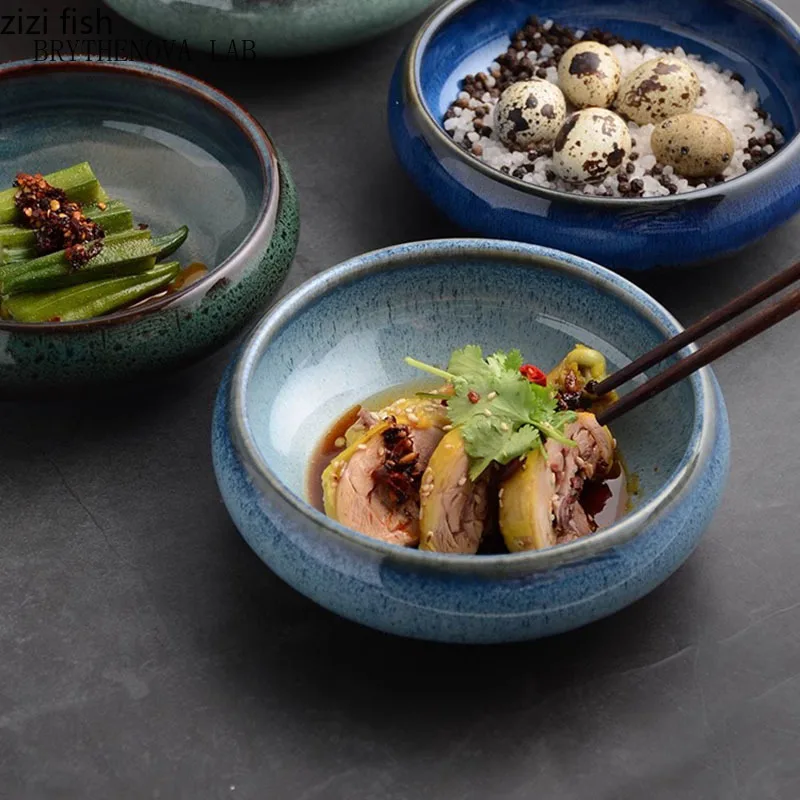 Retro Creative Ceramic Deep Bowl Dessert Bowl Thick Snack Soup Restaurant Molecular Cuisine Specialty Tableware