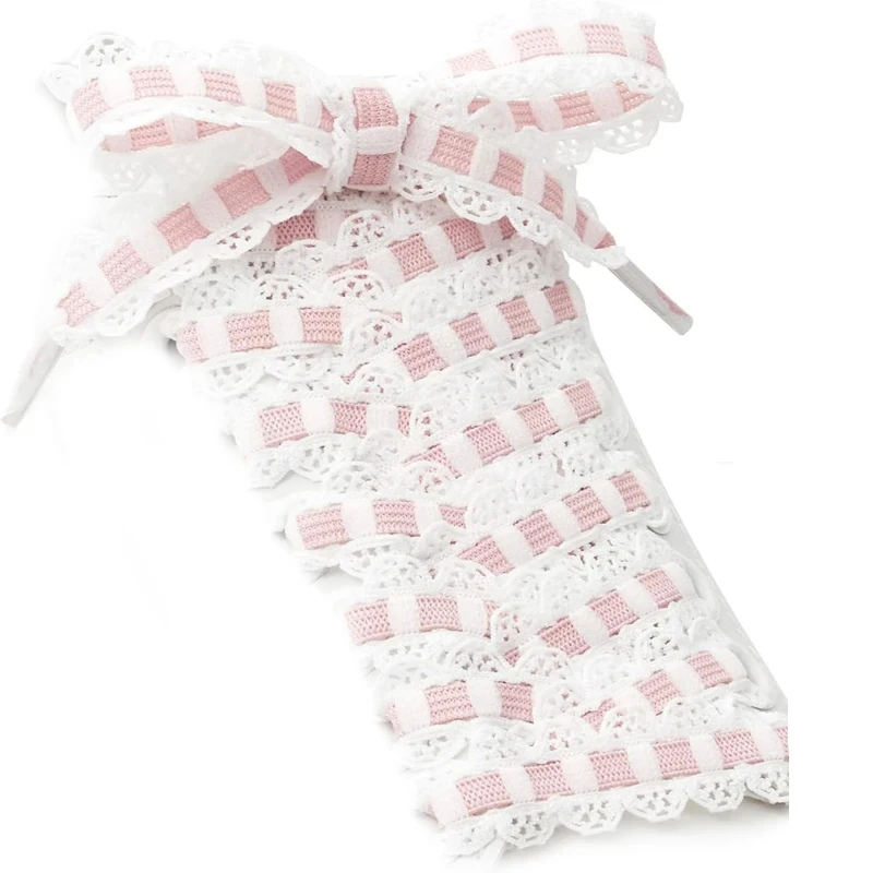 1 Pair Striped Lace Edge Shoelaces Sweet Ribbon Shoe Laces Cute Decorative Replacement Laces For Women Sneakers Canvas Shoes