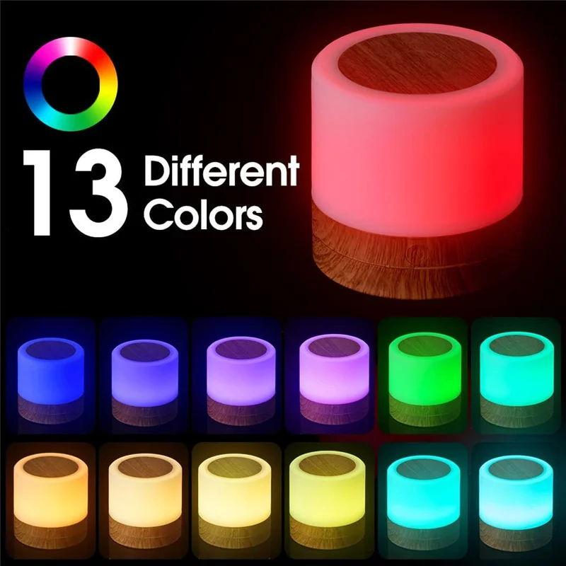 13 Color Remote Control Night Light USB Rechargeable Touch Lamp Portable Bedside Table Night Lamp Dimmable Desk Lamp Baby Kids