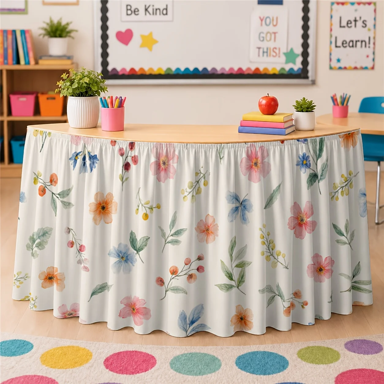 Watercolor floral tablecloth tablecloth for spring wedding garden party - 1 piece