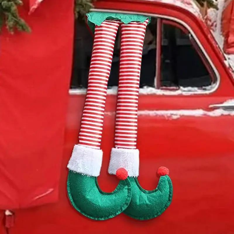 Car Trunk Leg Pendant Car Trunk Santa Claus Legs Pendant Decorations Stuffed Santa Claus Feet Christmas Car Decorations Exterior