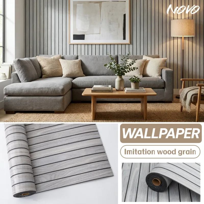 

3D Wood Grain Peel and Stick Wall Panel Self-Adhesive Texture Wallpaper for Bedrooms, TV Background, Ceiling Decorative Stickers