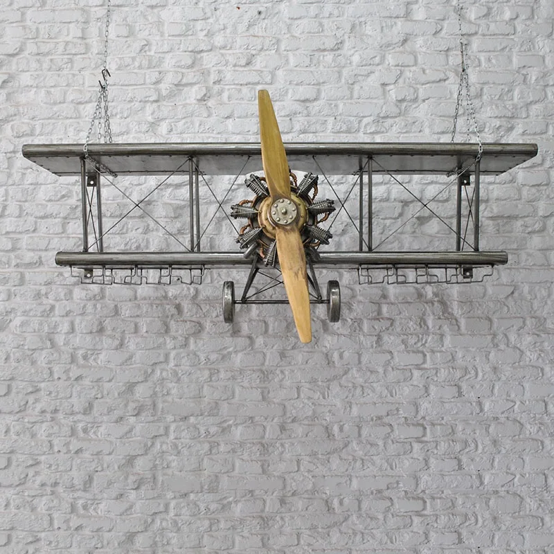 Home Decoration Vintage Plane Model Gifts Accessories Iron Crafts Aircraft Statuettes Vehicles Miniature Aircraft Wine Rack Bar