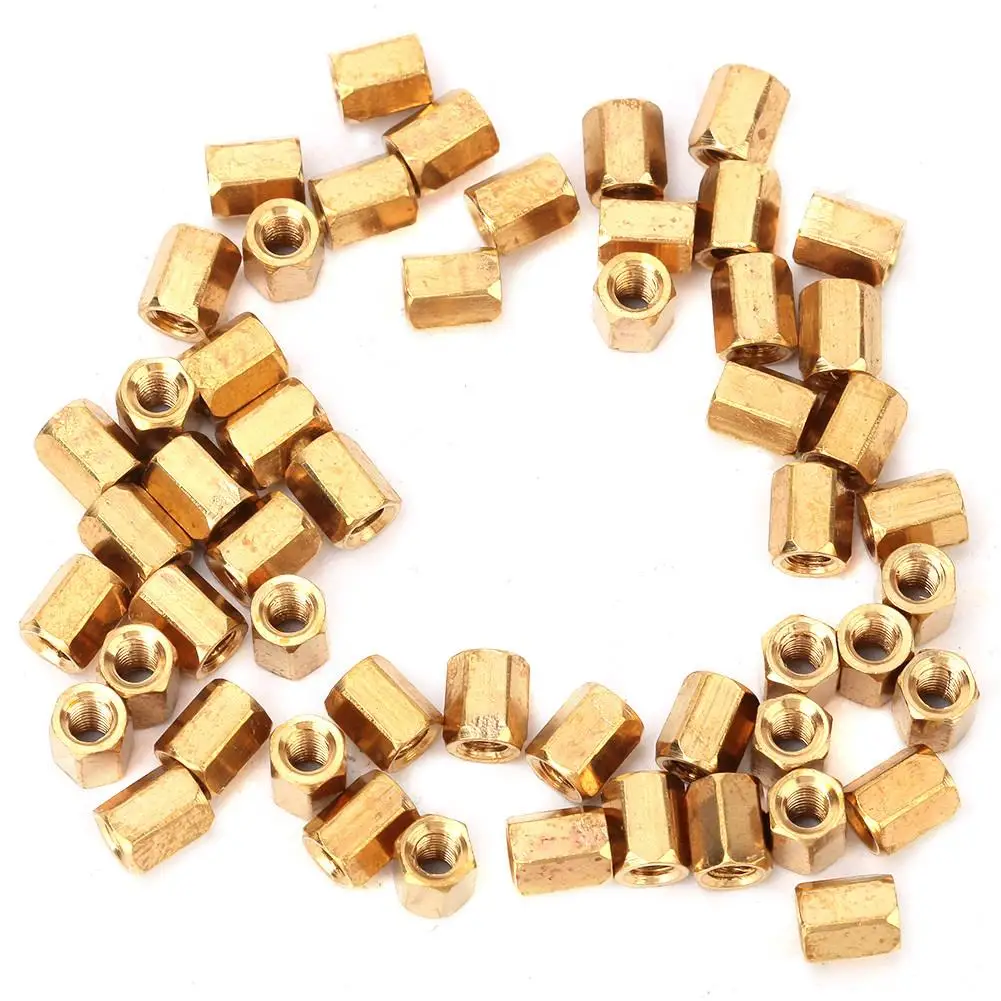 50Pcs M36mm Brass Hex Spacers & Nuts for PCB Standoffs - Threaded Pillar Kit for PC Motherboard