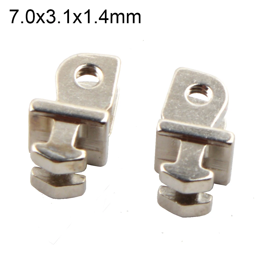 100 Stück = 50 Paar 7 x 3,1 x 1,4 mm zweizahniges Scharnier für Kunststoffrahmen, gebrochenes Frontscharnier, Ersatz-Acetat-Brille, Scharnier-Reparaturteil