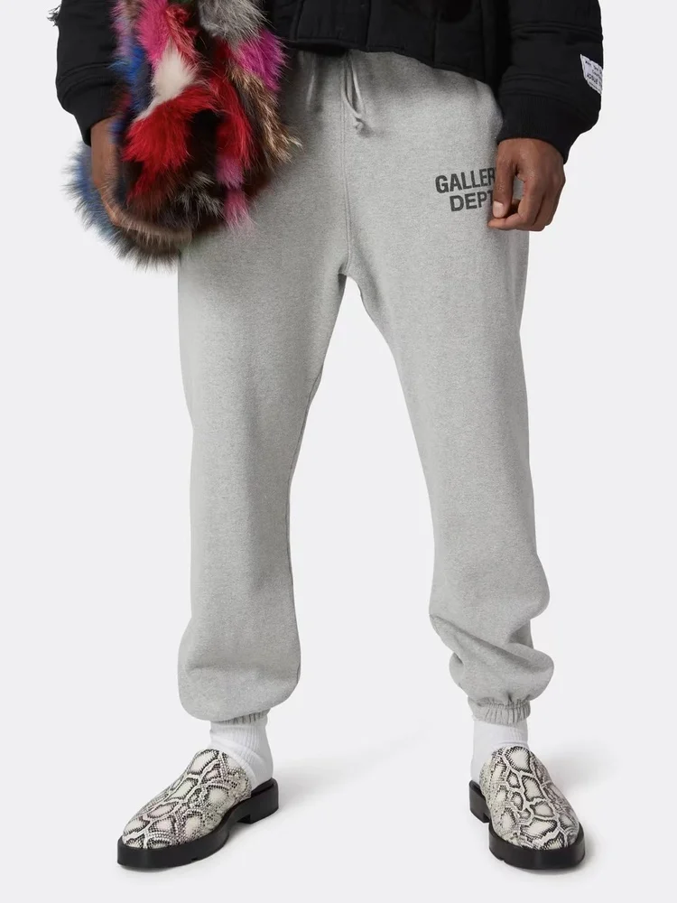 

Basic Cotton Sweatpants with Dstring And Letter Print High Street Sle Casual Trousers Comfortable Loose Fit Men's Pants