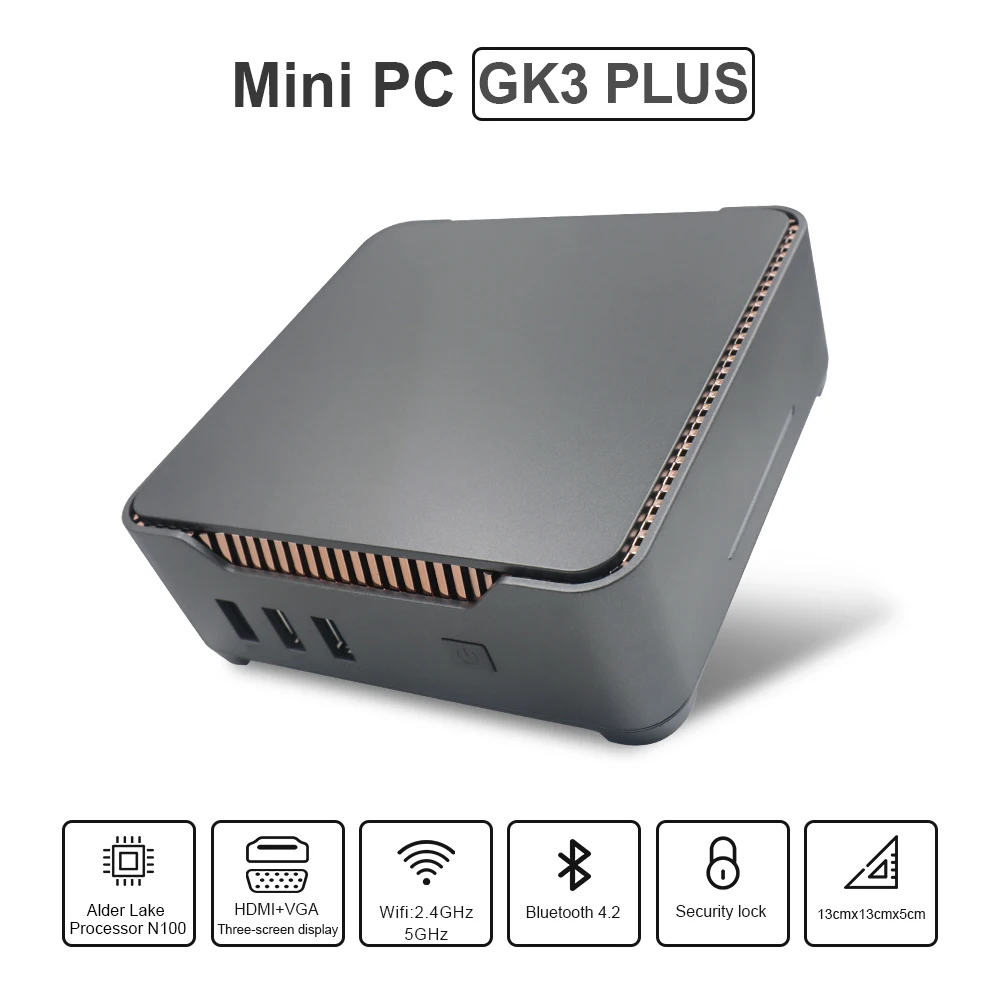 Imagem -02 - Mini pc Gk3v Pro N5105 N5095 Gk3 Plus N100 Windows 11 Pro Ddr4 16gb Caixa da Tevê Vga hd Duplo Desktop Triplo da Exposição Computador de Escritório