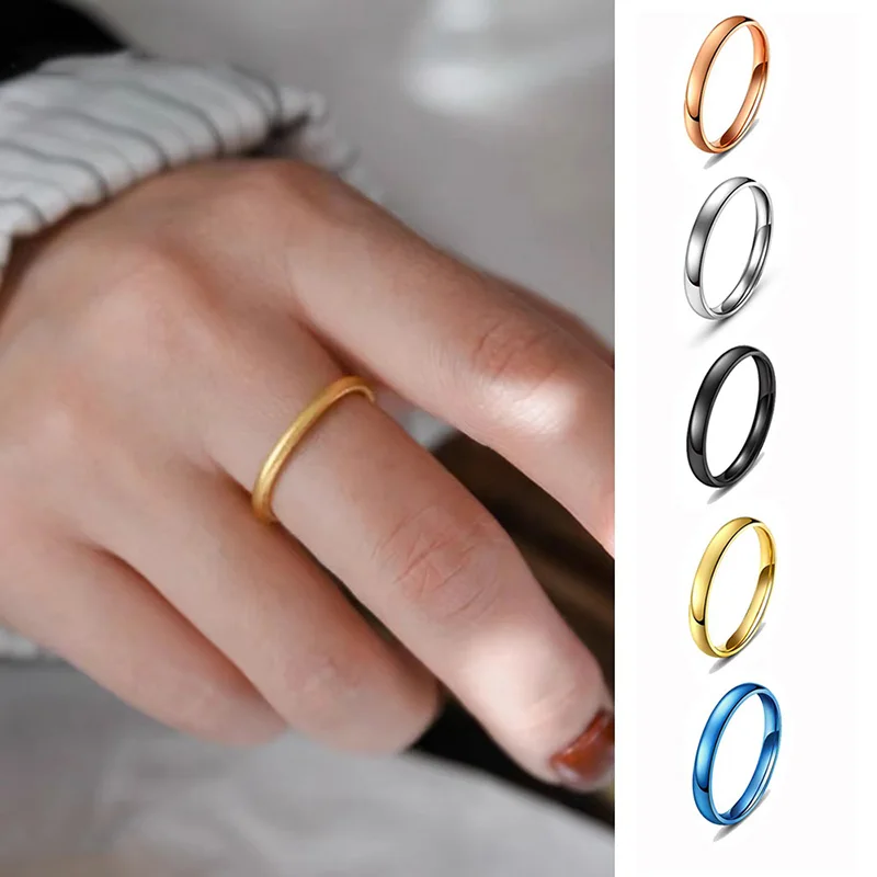 3mm Width Stainless Steel Tail Ring,for Girls Women, Smooth Surface , Thin And Simple Concise Style
