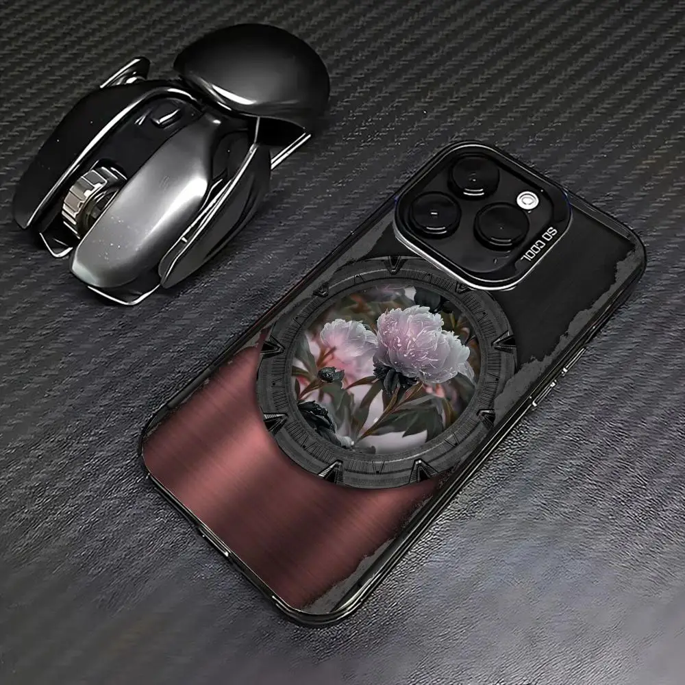 

Pink flowers case for iPhone 16 15 14 13 12 11 Pro/ Max/Plus shock-proof rear cover anti-fingerprint