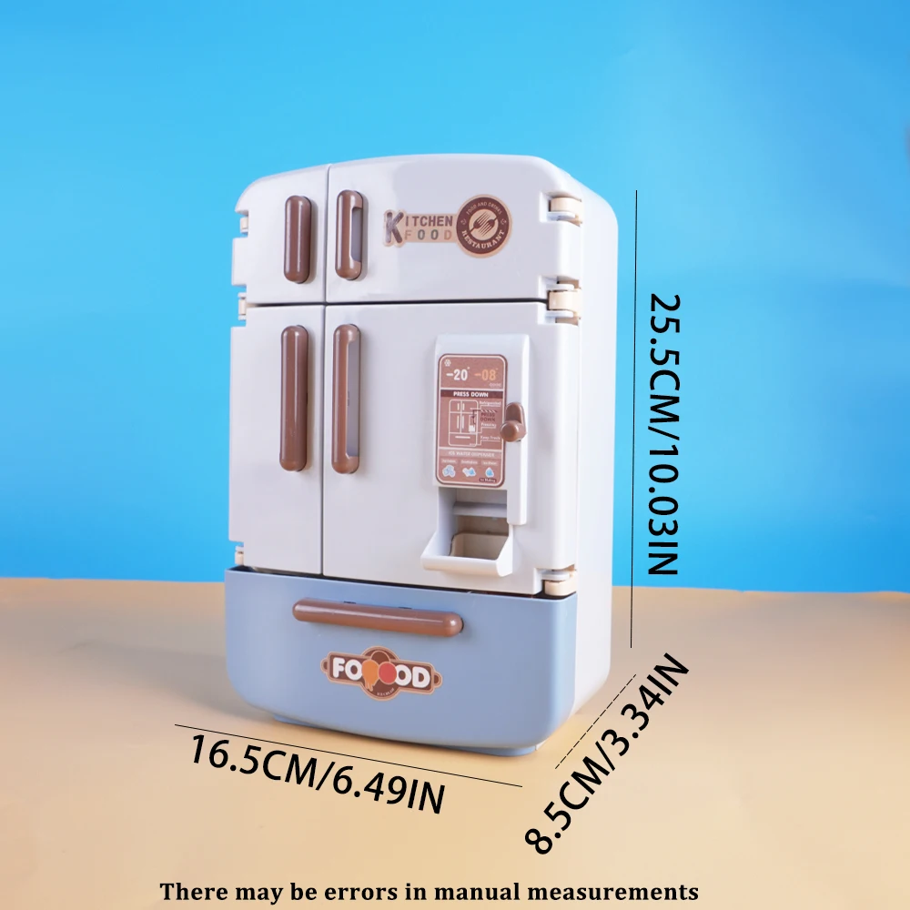 Mini Food Cooking Set Real Oven Realistic Meals Miniature Double Door Refrigerator Kids Kitchen Set With Music And Lights Play