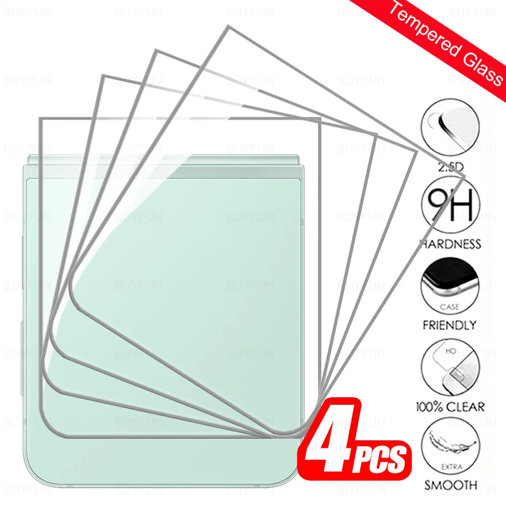 4 Pcs 9H Back Tempered Glass For Samsung Galaxy Z Flip 6 Flip5 Rear Protector Protective Film For ZFlip 5 Flip6 ZFlip6 ZFlip5 5G