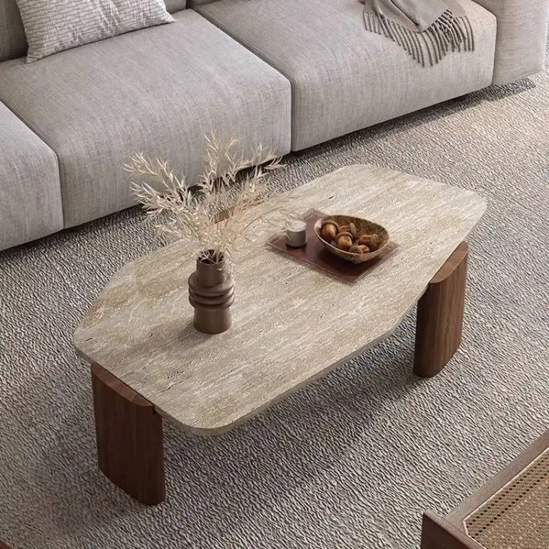 طاولة القهوة الخشبية الصلبة خمر غير النظامية البيج الحد الأدنى مركز طاولة القهوة الحديثة الفاخرة Meuble صالون أثاث غرفة المعيشة