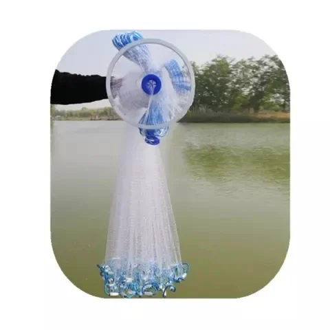 

12ft American Style Professional Saltwater Clear Fishing Cast Net Superior Handmade Fishing Net For Bait Trap