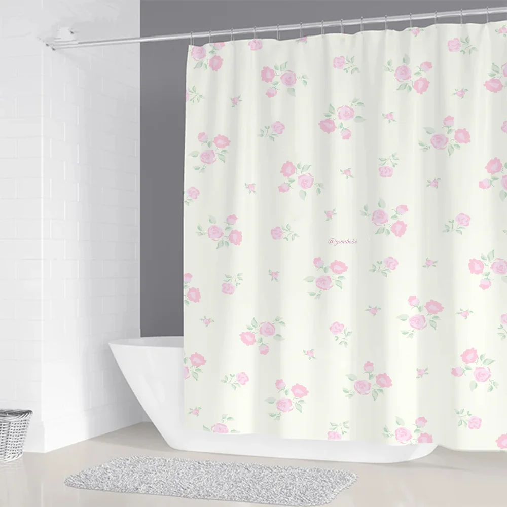 Swan Fragmented Flowers Folding Partition Bath Curtain for Quarto Curtains in the Bathroom Accessories Set Shower Bedrooms Home