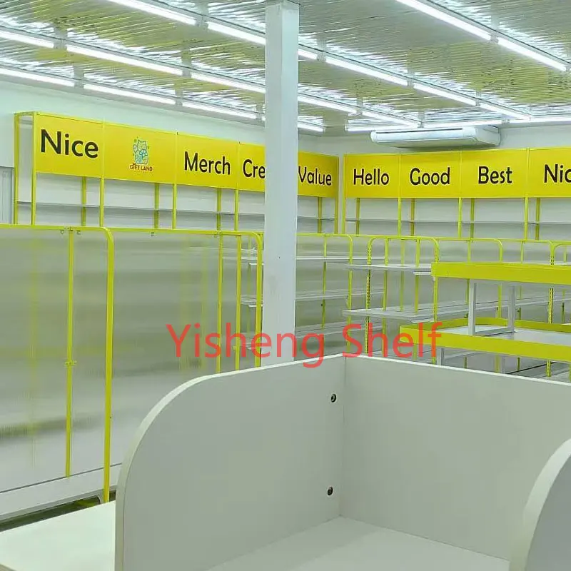 custom.Chain 2yuan Supermarket Rack Display Stand Shelves Metallic Freestanding Light Duty Luxury Daily Necessities Promot