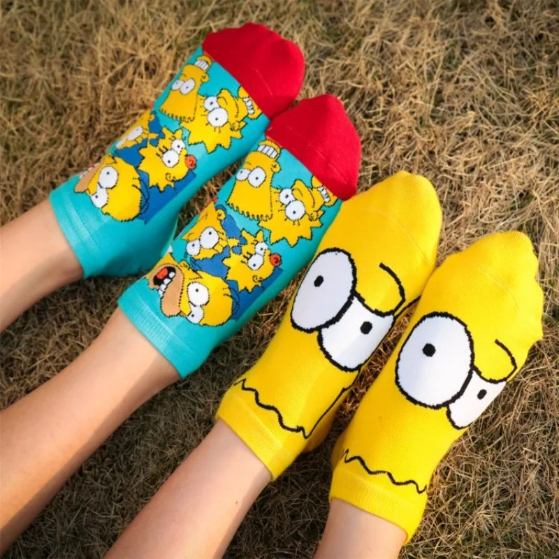 4 Pairs Simpsons JoJo Simpson Cartoon Women Girls Socks Japanese Ladies Soft Breathable Sock Cotton Boat Short Socks for Woman