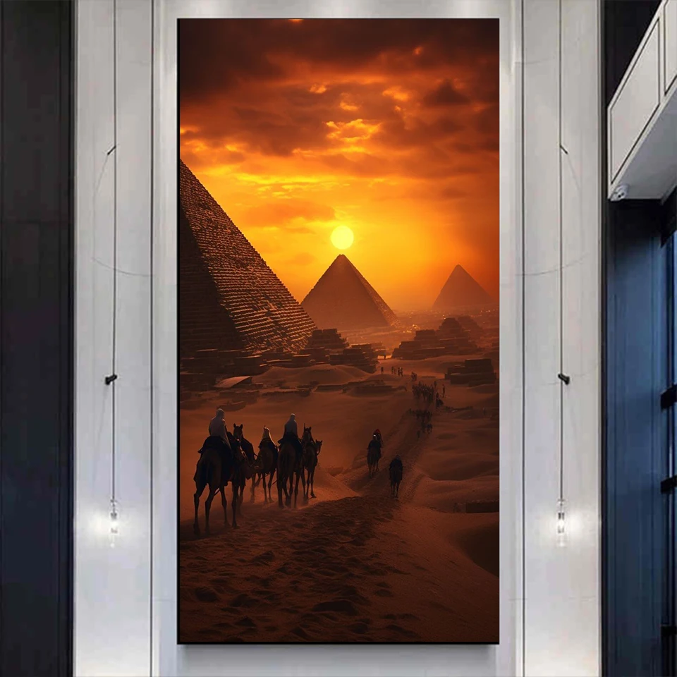 5D Diy Diamond Painting Landscape Egyptian Pyramid Mosaic Rhinestone Sticker Cross Stitch Kit Art Modern Living Room Home Decor