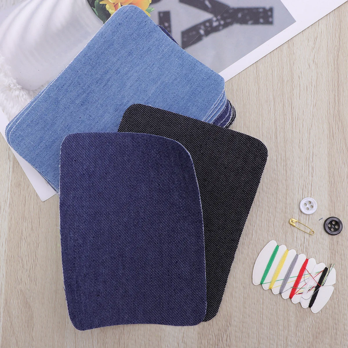 

18 Pcs Blue Shirt Knees Patches Adhesive Elbow Sticker Denim Repair Iron On Fabric Diy Project Sleeve Patch Knee Cloth Elastic B