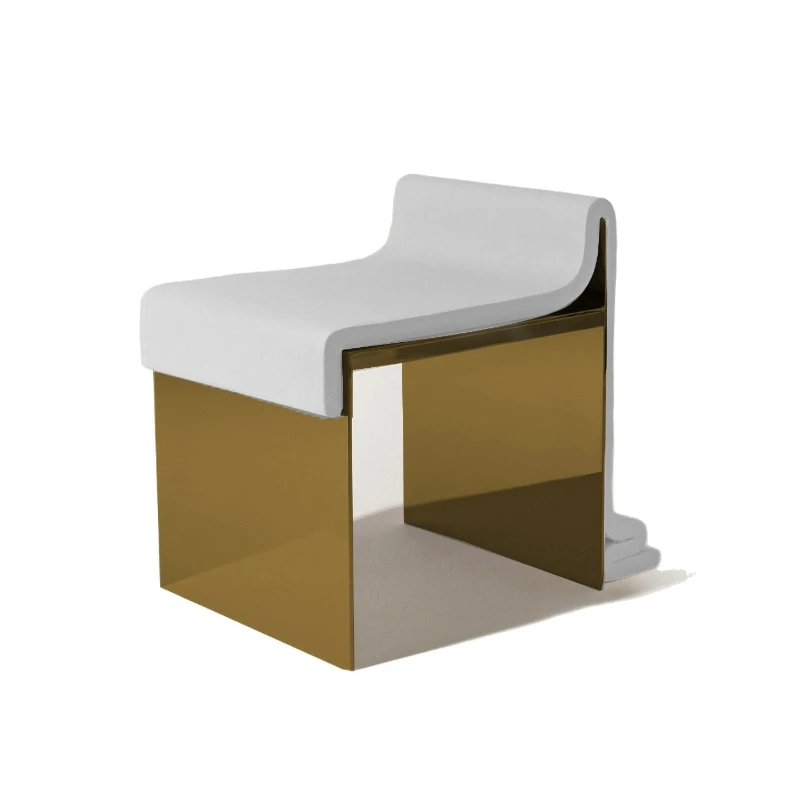 

Italian minimalist designer chair model house villa modern simple chair small apartment living room stainless steel small seat