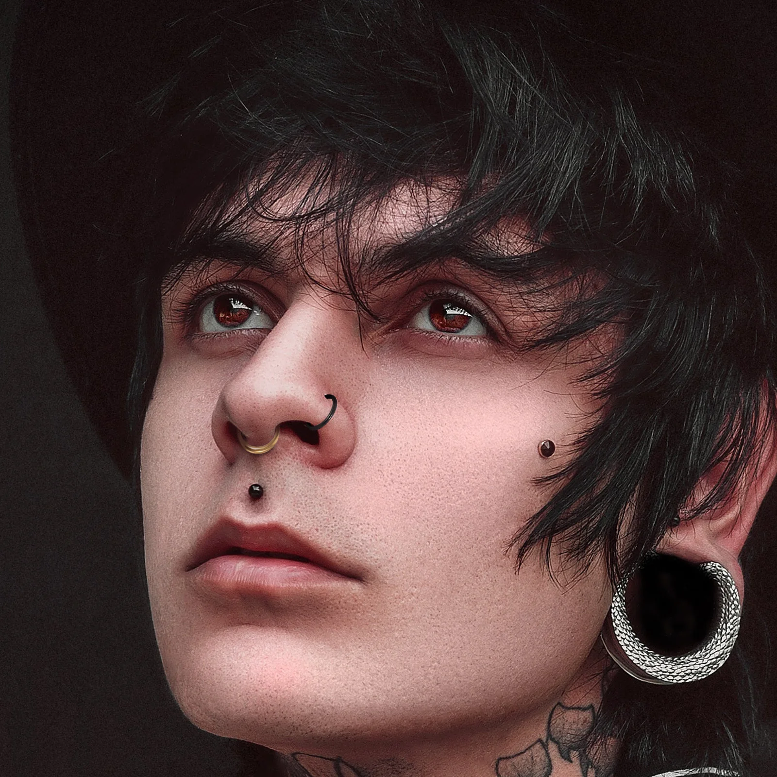 

10Pcs Nose Hoops Rings Stainless Steel Mixed Colors Nose Piercing Jewelry for Women Trendy Ear Cartilage Tragus Helix Decoration