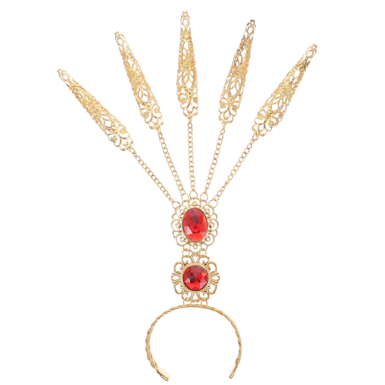 Couvre-ongles décoratif, finition dorée, creux, longs et pointus, accessoires de Performance, accessoires de Cosplay, 2 pièces