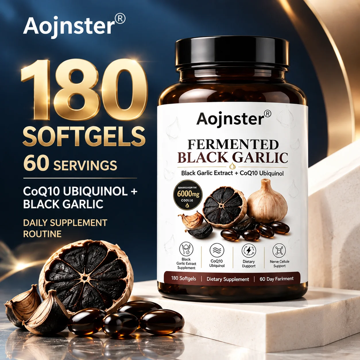 アオジンスター ブラックガーリックエキス＆コエンザイムQ10 - Coq10 Ubiquinol Softgel のレビューと価格