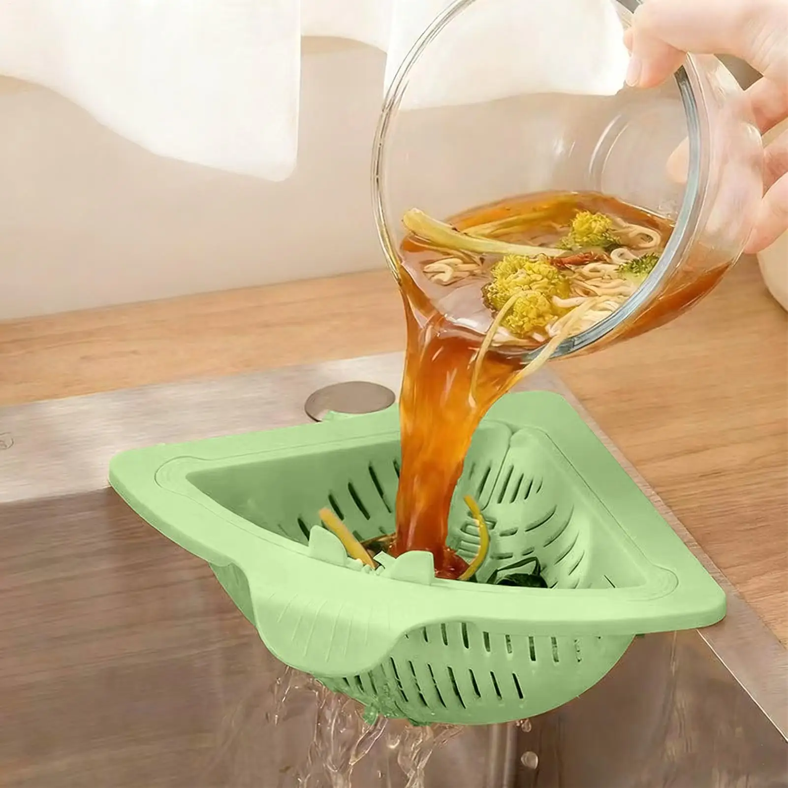 Magnetic drain strainer basket no-drill triangular sink strainer Anti-Clog Food Catcher for Garbage Disposal Home Apartment