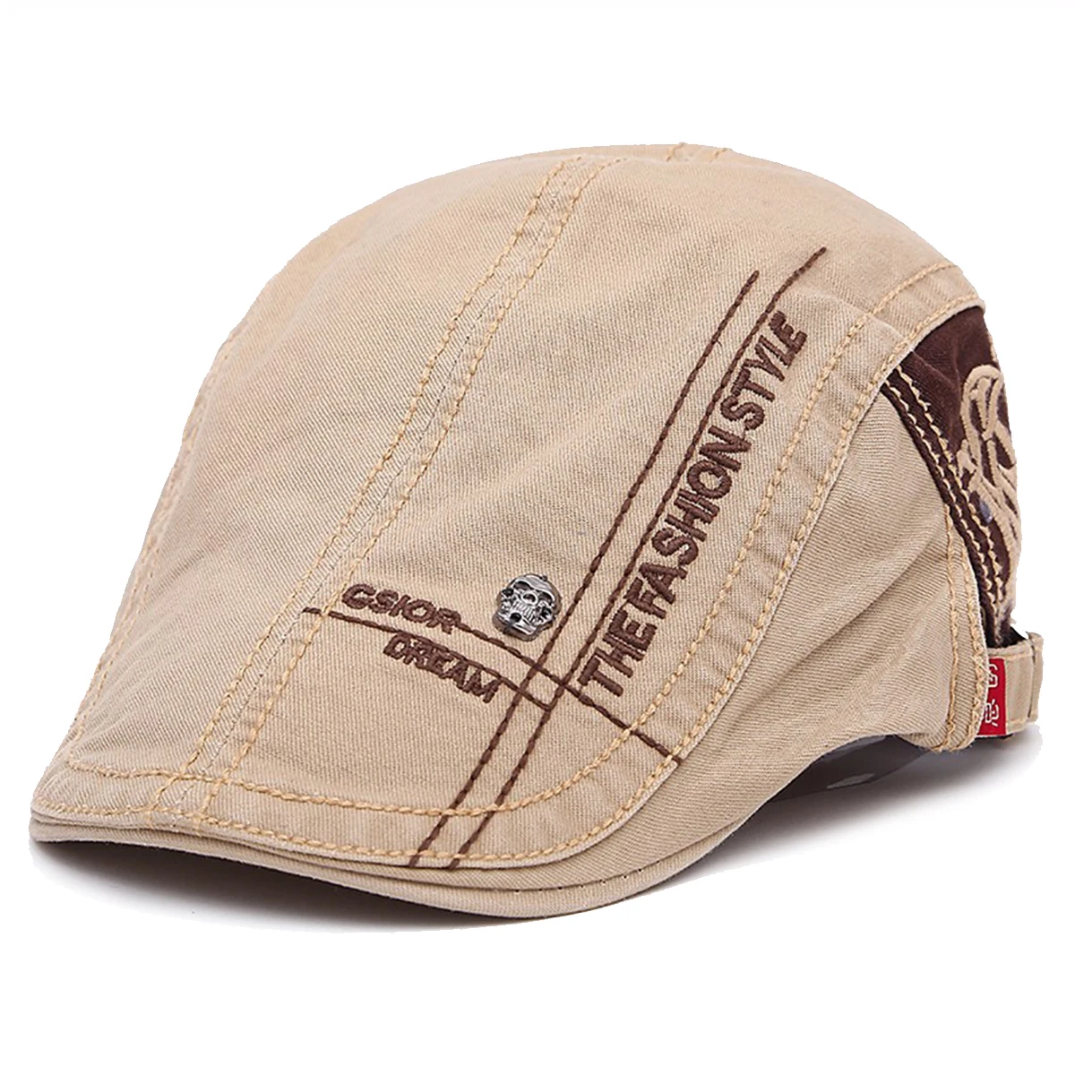 قبعات رجالي مسطحة قابلة للتعديل ، قبعات الرسامين البريطانيين ، قبعات الهيب هوب ، قبعة ذات ذروة ، ملصق شريط الجمجمة ، الربيع والخريف