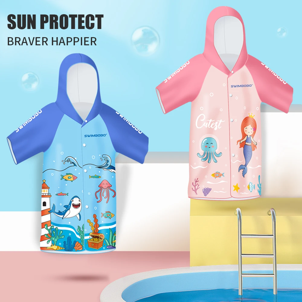 Swimbobo New Style Baby Cartoon Beach Towel Sports Fast Drying Skin-friendly Suitable For Kids Pool Swimming Microfiber Bathrobe