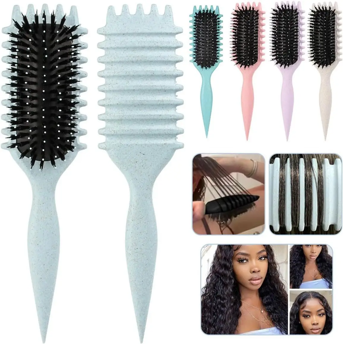 Cepillo para Peinar Cabello Rizado, Cepillo para Dar Forma y Peinar Rizos para Hombres y Mujeres, Reduce el Tirar del Cabello, Herramienta para Todo Tipo de Cabello