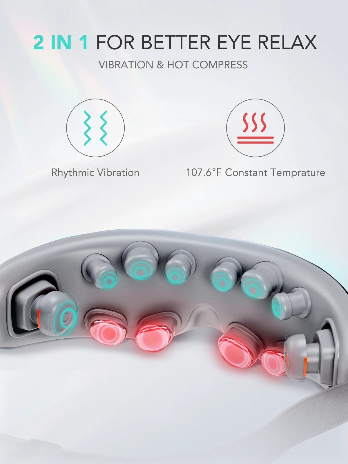 SKG E7-EN Eye Massager with Heat, Vibration Bluetooth Music Smart Eye Massager for Migraines, Adaptive Temple Massage, Eye Relax