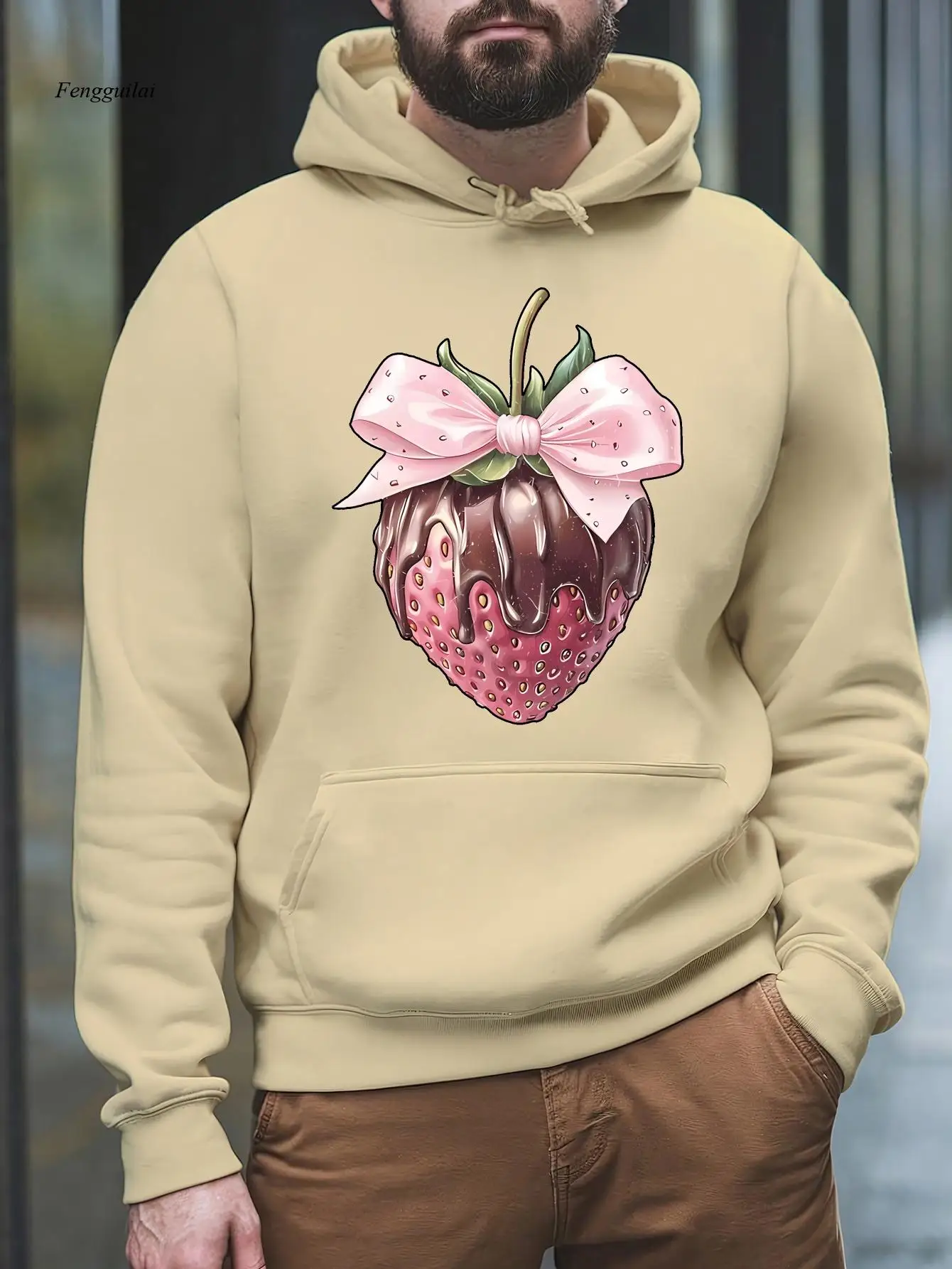 Moletom Choco Berry – Moletom de inverno aconchegante com forro de lã e estampa de morango e laço