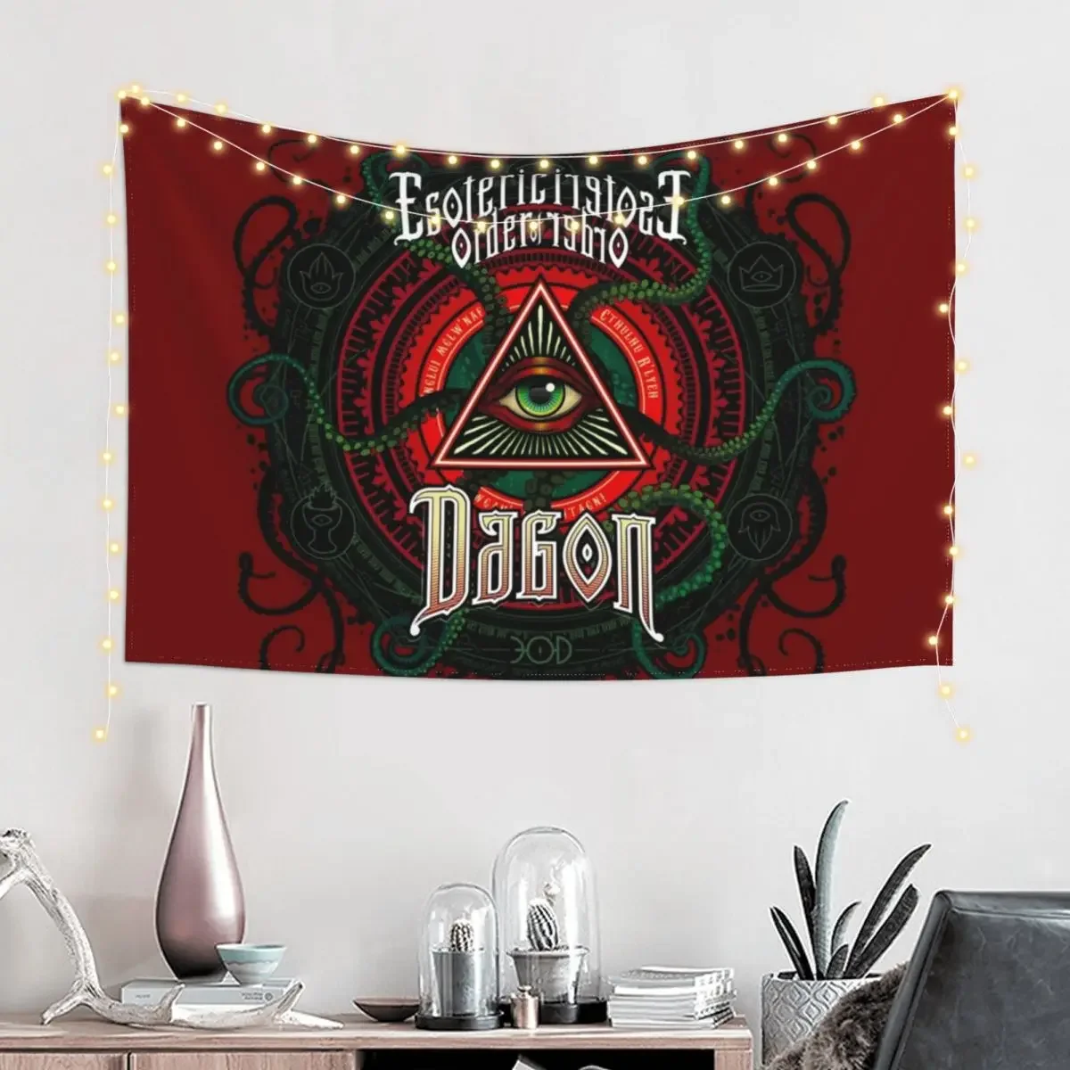 Lovecraft Esoteric Order of Dagon Tapestry Bathroom Decor Mushroom Room Decorator Bedroom Organization And Decoration Tapestry