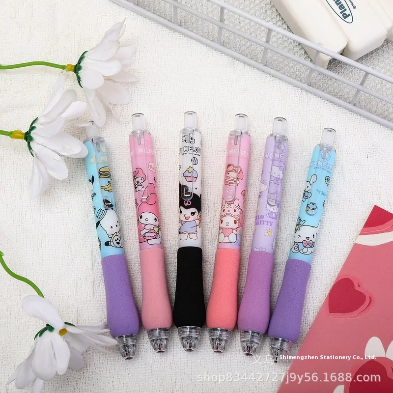 

Sanrio 6/12Pcs Gel Pen Cartoon Set Kuromi Cinnamoroll My Melody 0.5mm Black Sponge St Quick Dry Pen Students Learn Stationery