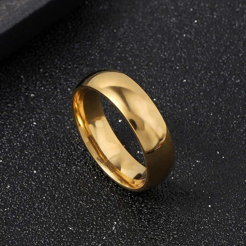 Simple bright surface 6mm inner and outer arc plain titanium steel ring couple ring finger ring