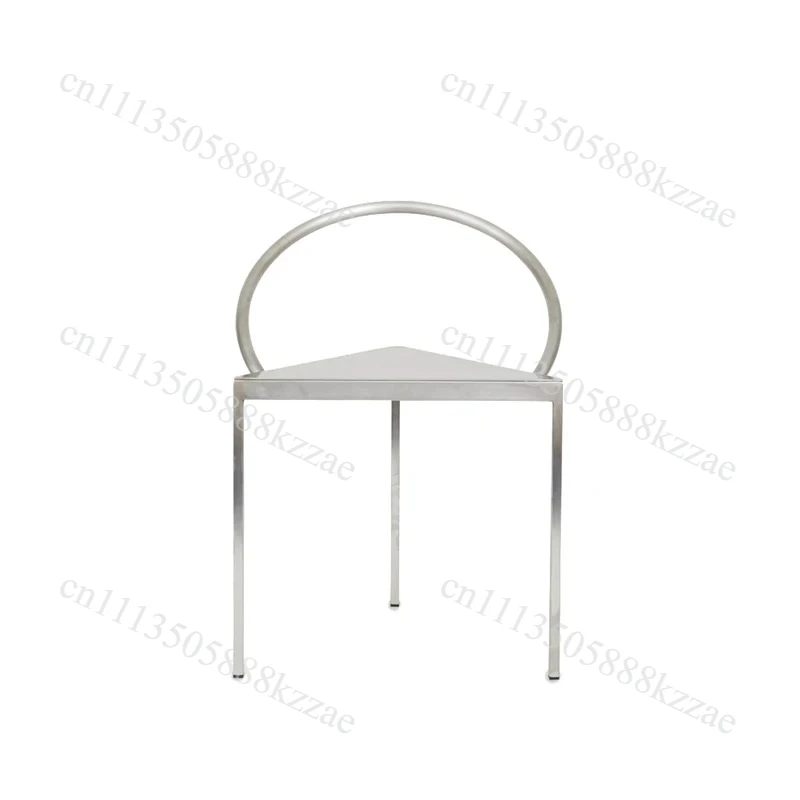Minimalist Metal Dining Chair Triangle Designer Silver Seat Modern Art Showroom Furniture Luxury Cafe Bistro Backrest Bar Stool