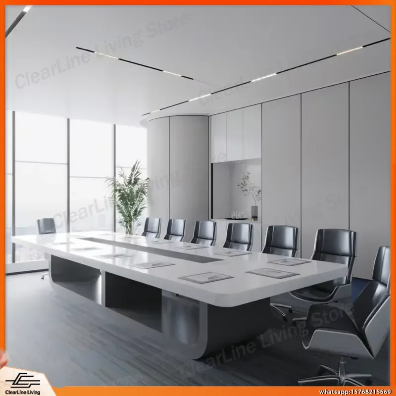 

Modern High Gloss White Grey Executive Office Desk for Conference Room Custom Size Wooden Workstation with Ergonomic Design