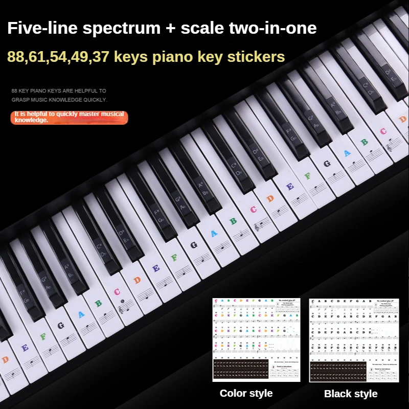 

Transparent Piano Keyboard Stickers 88/61/54/49 Key Detachable Music Decal Notes Electronic Piano Piano Spectrum Sticker Symbol