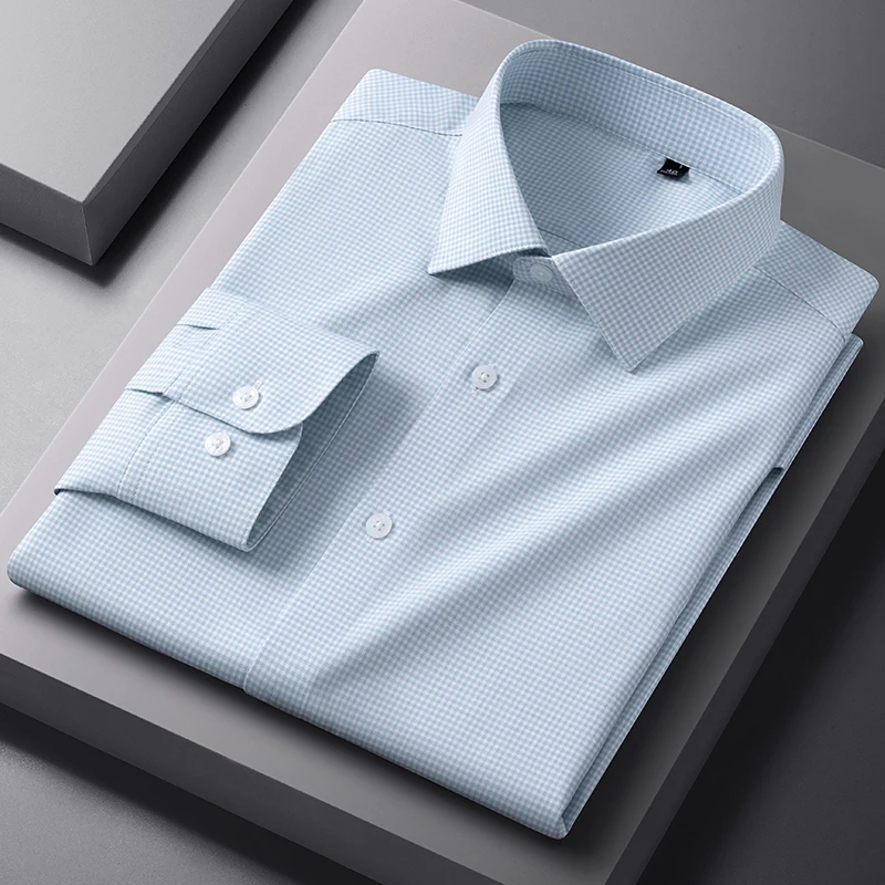 New in Shirt Modal Elastic Long Sleev Shirts for Men Slim Fit Formal Shirt Luxury Anti-Wrinkle Tops Soft Business Clothes