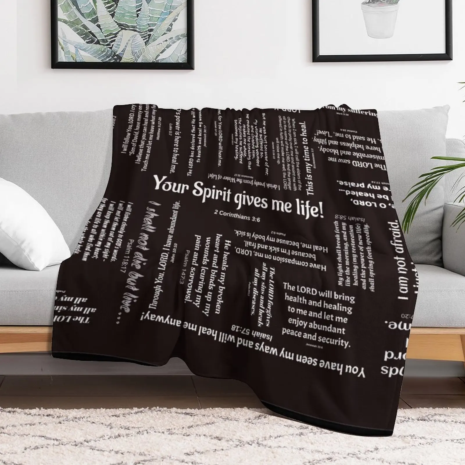 Healing Scriptures Blanket - Black Throw Blanket Shaggy Hair Luxury Thicken Blankets