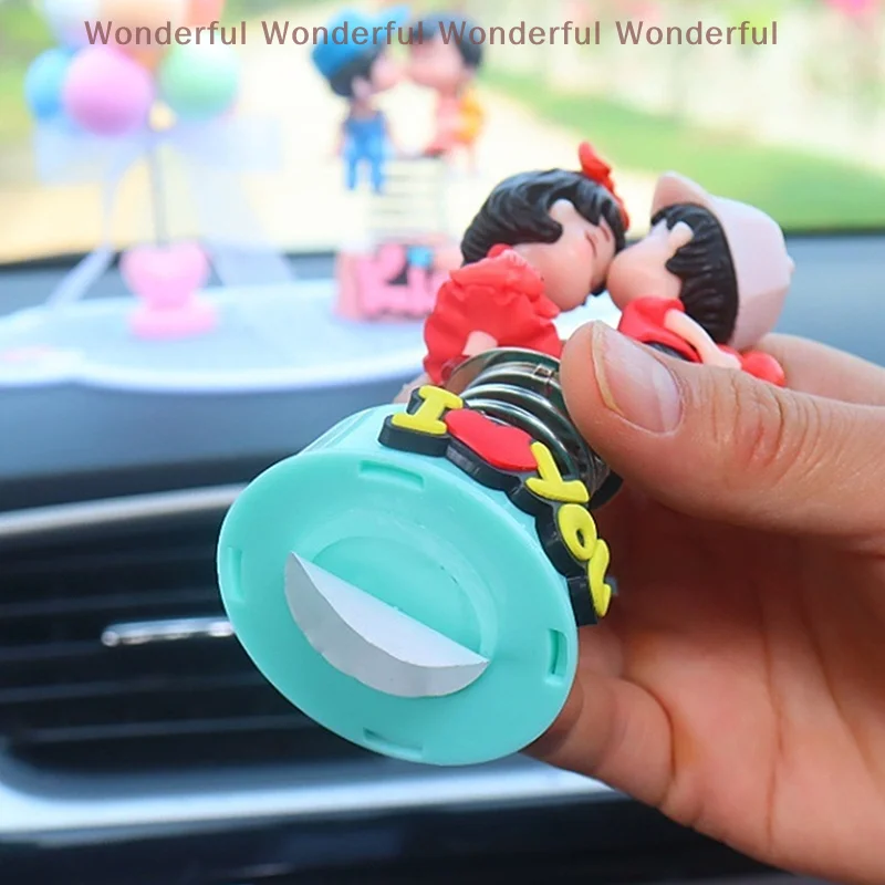 

Auto Interior Decoration Pink Dashboard Figurine Accessories Gifts Anime Couples For Car Ornament Spring Shaking Head Doll