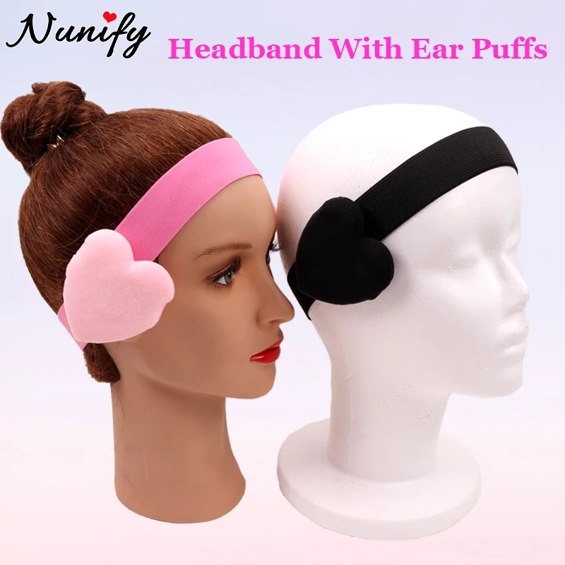 1Pcs Hair Elastic Bands For Wig With Ear Covers Lace Melt Band With Pink Ear Protector Anti Slip Headband Adjustable Straps Band