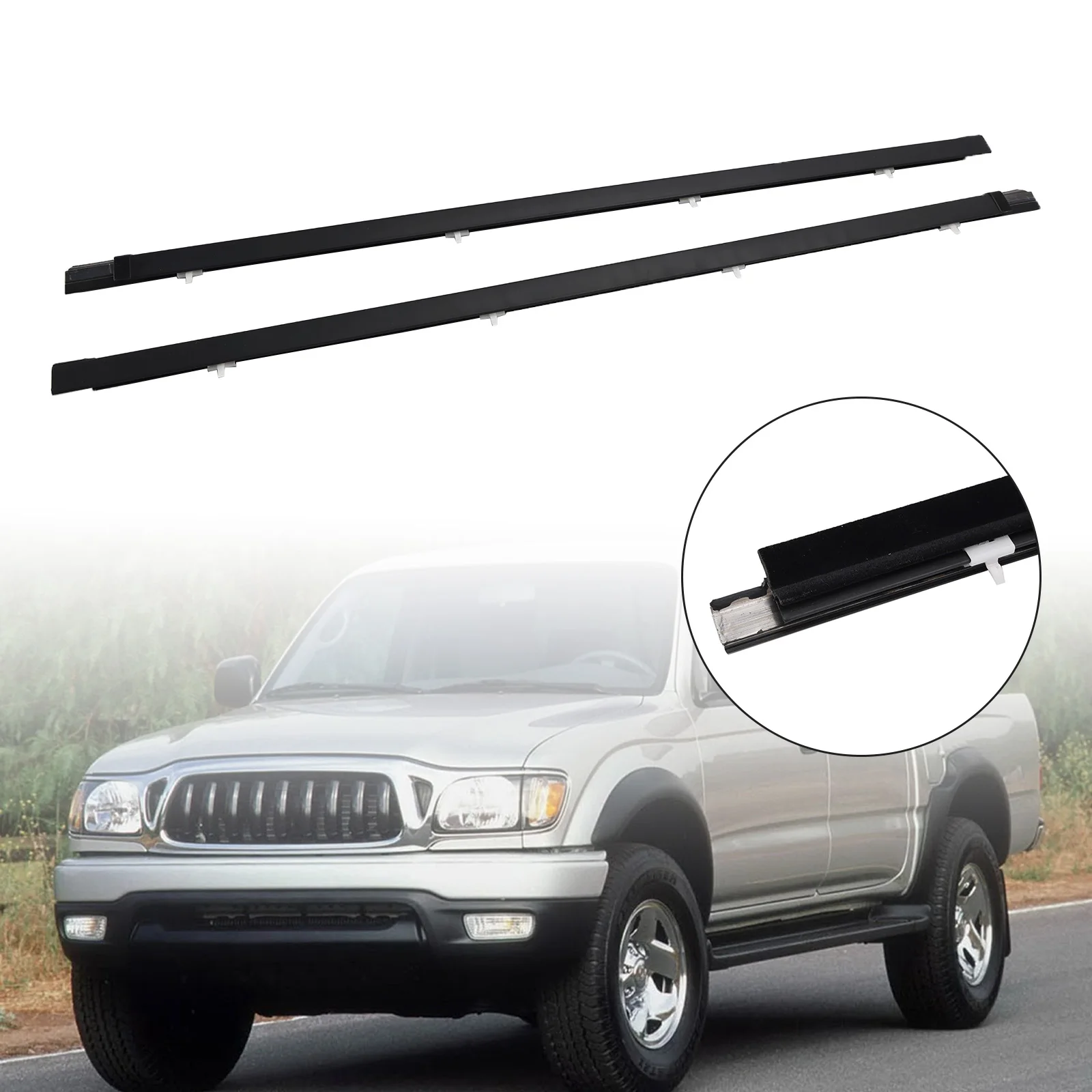 Artudatech 2pcs Front Door Window Belt Weatherstrip For Toyota Tacoma 1995-2004