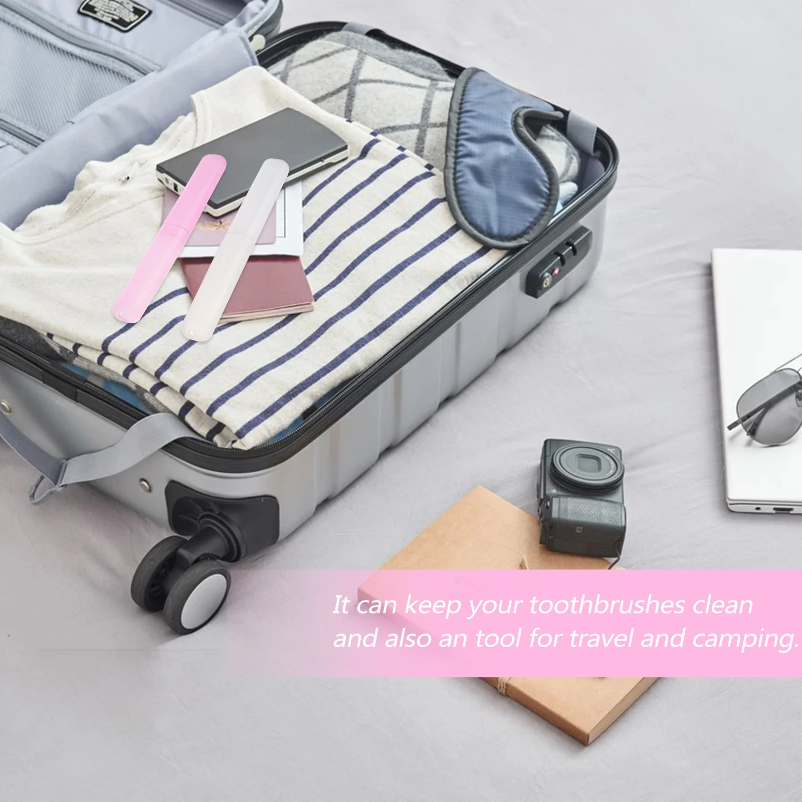 

4Pcs Portable Toothbrush Holder Durable Plastic Case Lightweight for Travel Camping Hygiene Storage Protable Toothbrush Case