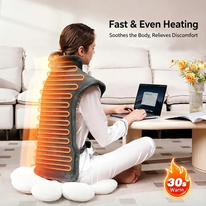 Electric Heating Shawl for Neck Shoulder Back Adjustable Temperature Timing Heating Pad Multi Thermal Wrap for Body Pain Relief