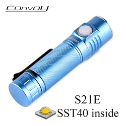 Convoy-s21e sst40ハイパワー懐中電灯,21700フラッシュ,Type-c充電ポート付きキャンプや釣りに最適な懐中電灯