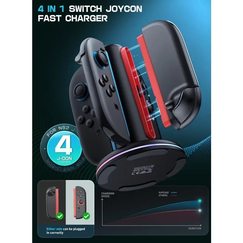 Base de chargement Joy Con Switch 2, support de charge pour contrôleur magnétique, Compatible avec les accessoires Switch 2 Joy Con
