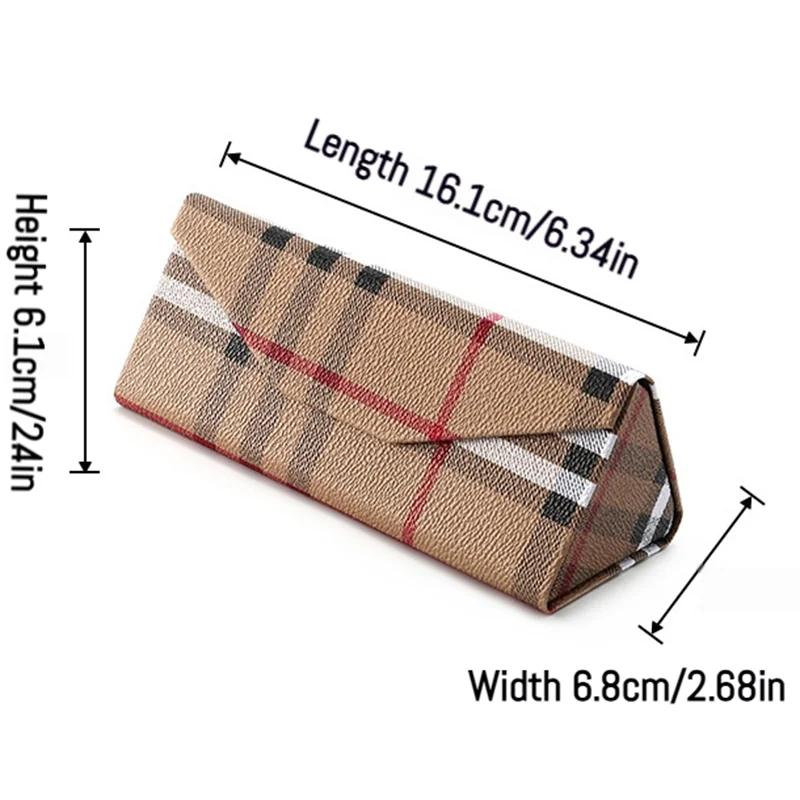 Portable Triangular Magnetic Folding Glasses Case Pressure-Resistant And Shockproof Pu Leather Plain Colour Glasses Case