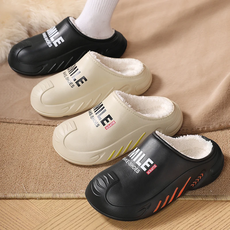 Nuevas zapatillas de algodón a la moda para hombre y mujer, zapatos cálidos de algodón para el hogar, calzado para jardín impermeable, zapatos concisos sin cordones para interiores